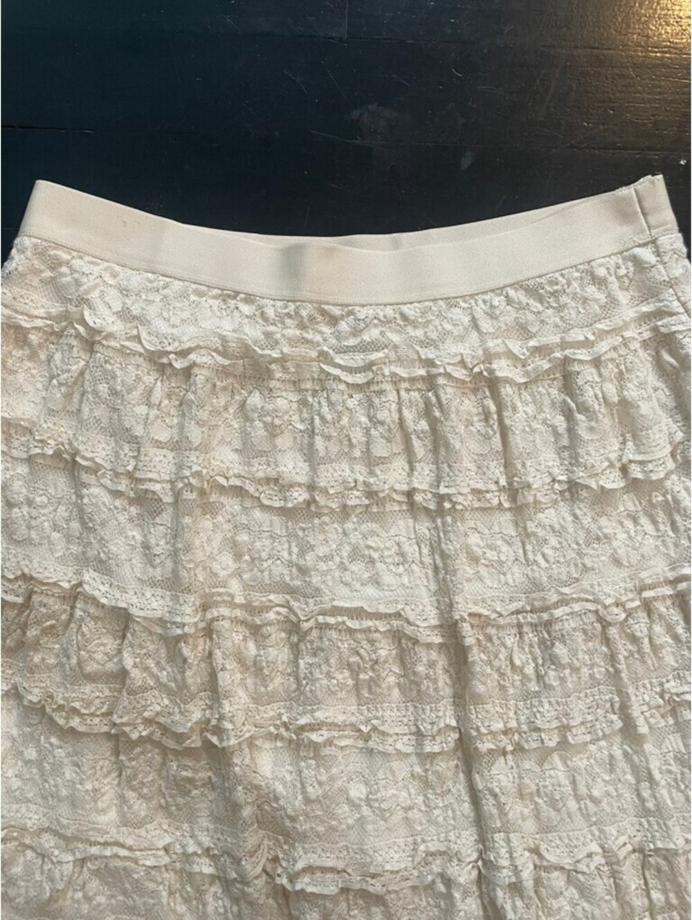 Max Studio Cream Lace Ruffle Skirt Size M - Picture 3 of 8